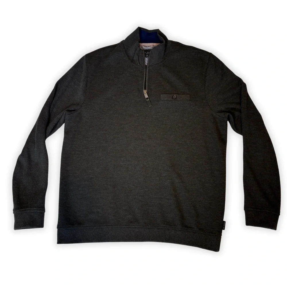TED BAKER Curbing Slim Fit Quarter Zip Pullover Sweater Size 5, US Size XL
